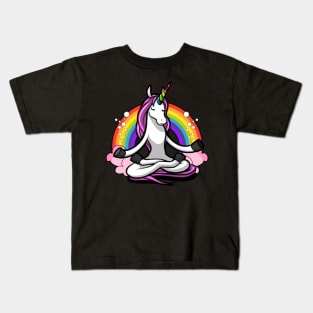 Unicorn Zen Yoga Meditation Magical Rainbow Kids T-Shirt